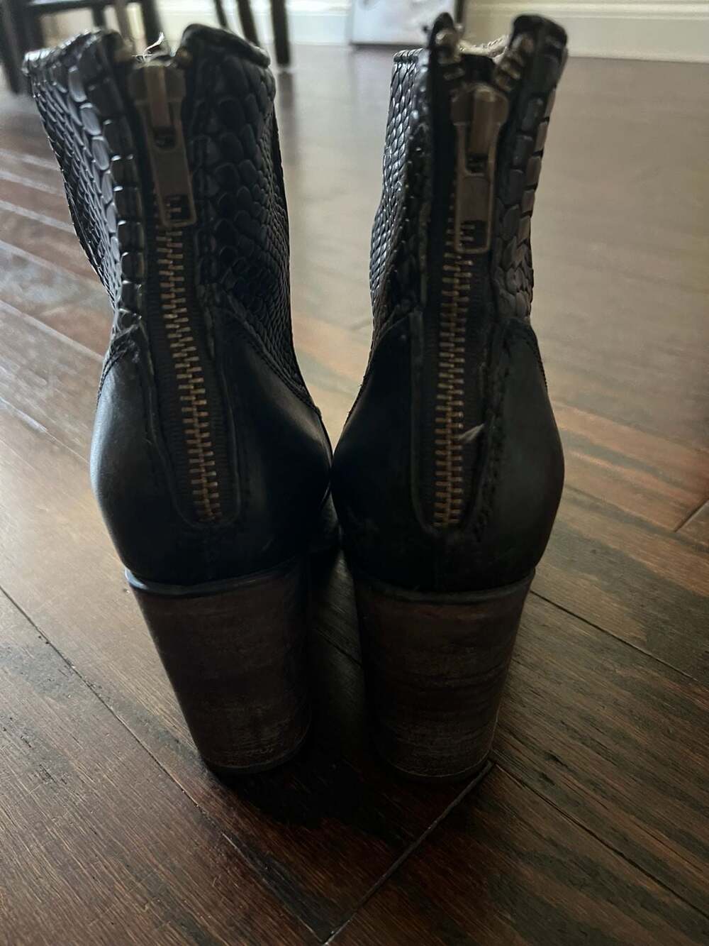 Freebird by Steven Clementine Black Snake Leather Boots Women's Size 8 - Picture 5 of 7